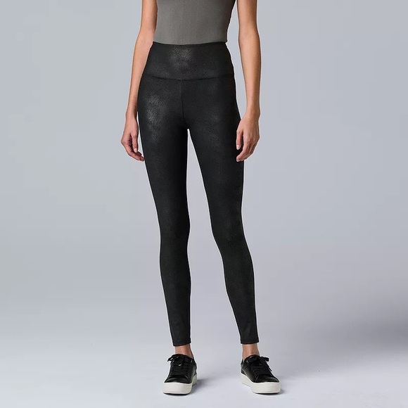 Simply Vera Vera Wang Pants - Simply Vera Vera Wang High Rise Faux Leather Shaping Leggings in Black Sz Medium